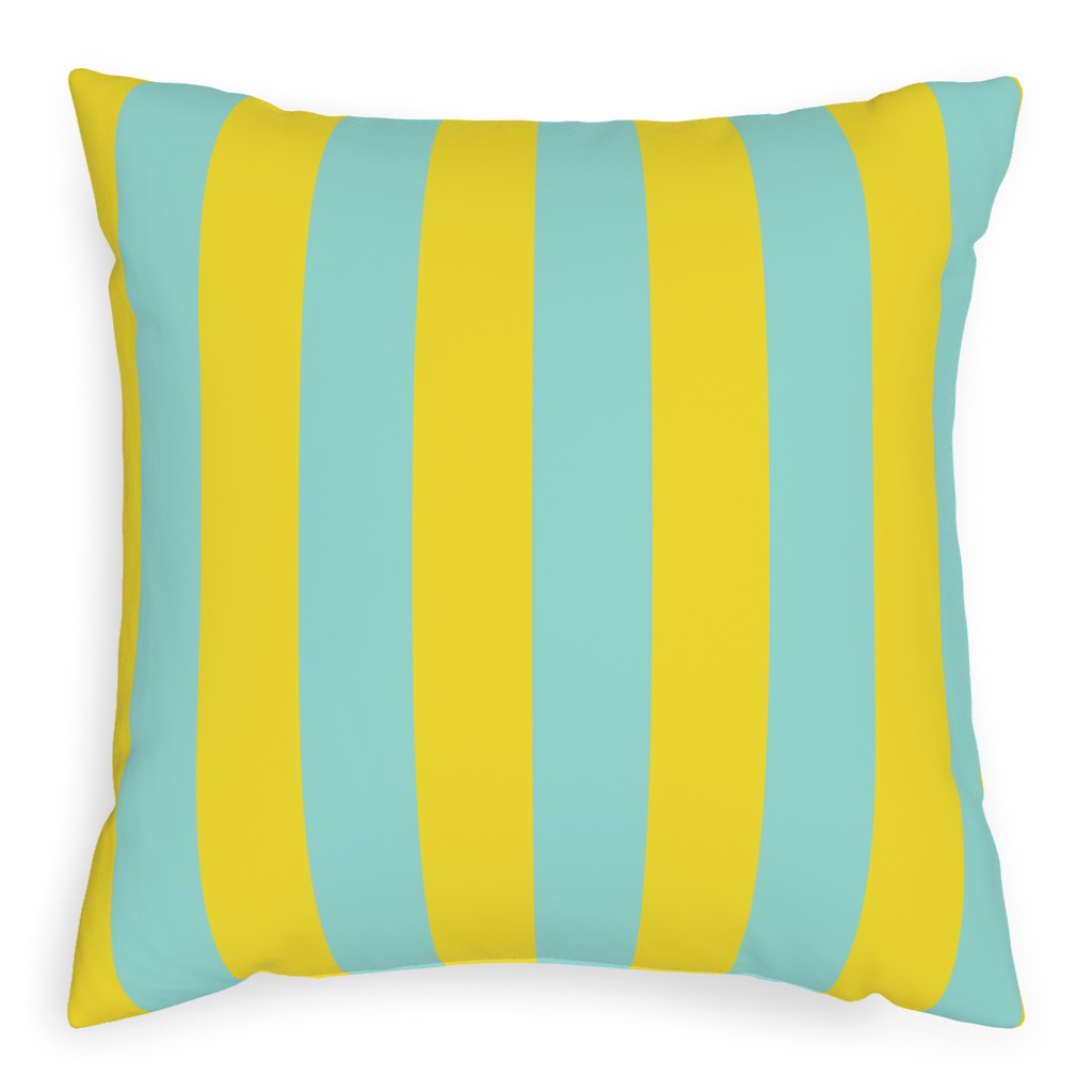 Vertical Stripes Pillow, Woven, Beige, 20x20, Single Sided, Blue, Frost