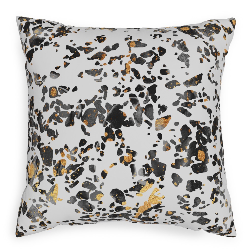 Gold Speckled Terrazzo Pillow, Woven, Beige, 20x20, Single Sided, Black, Black