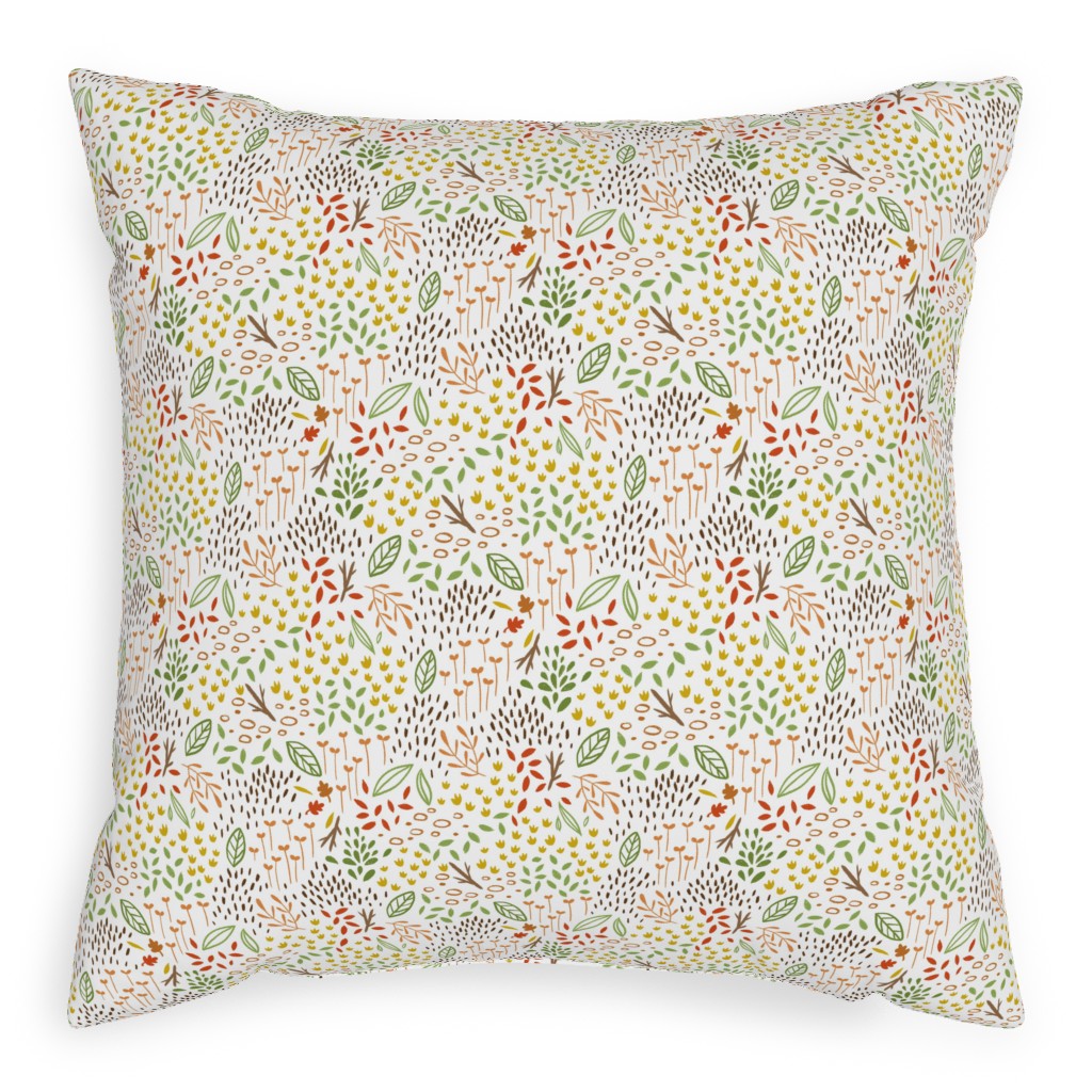 Tiny Leaves - Multi Pillow, Woven, Beige, 20x20, Single Sided, Multicolor