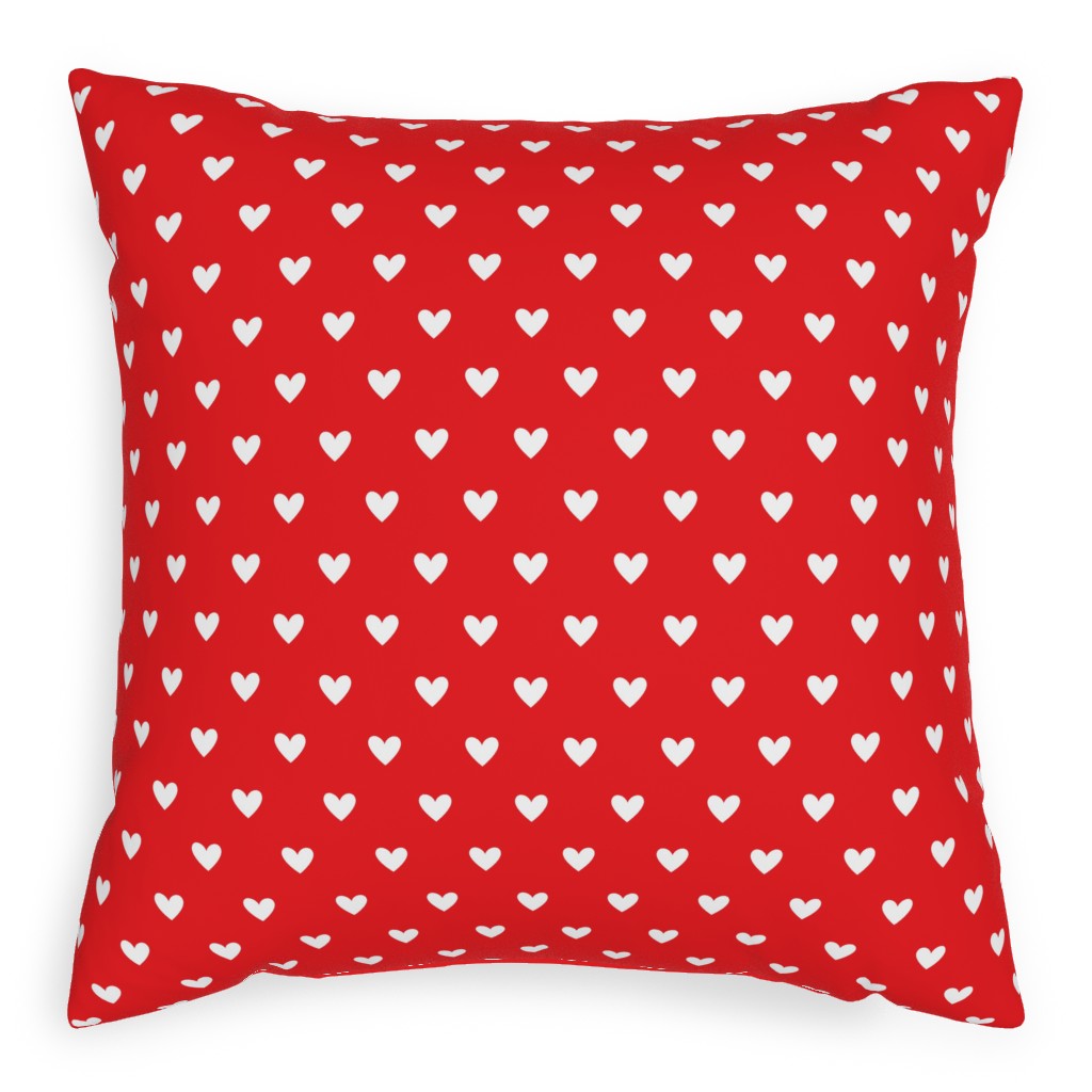 Love Hearts - Red Pillow, Woven, Beige, 20x20, Single Sided, Red