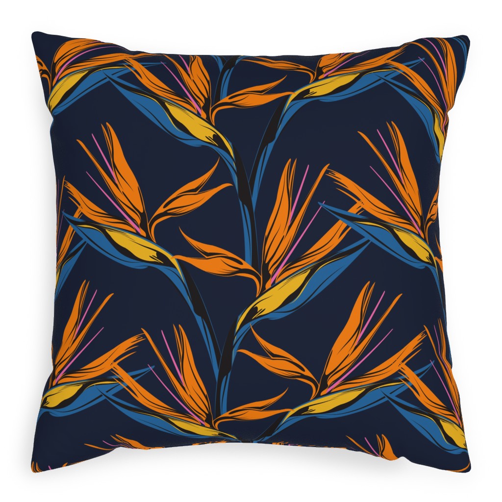 Bird of Paradise Pillow, Woven, Beige, 20x20, Single Sided, Blue, Silhouette