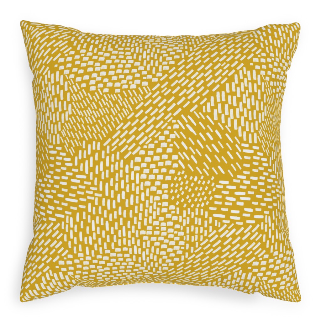 Abstract Brushstrokes Pillow, Woven, Beige, 20x20, Single Sided, Yellow, Marigold