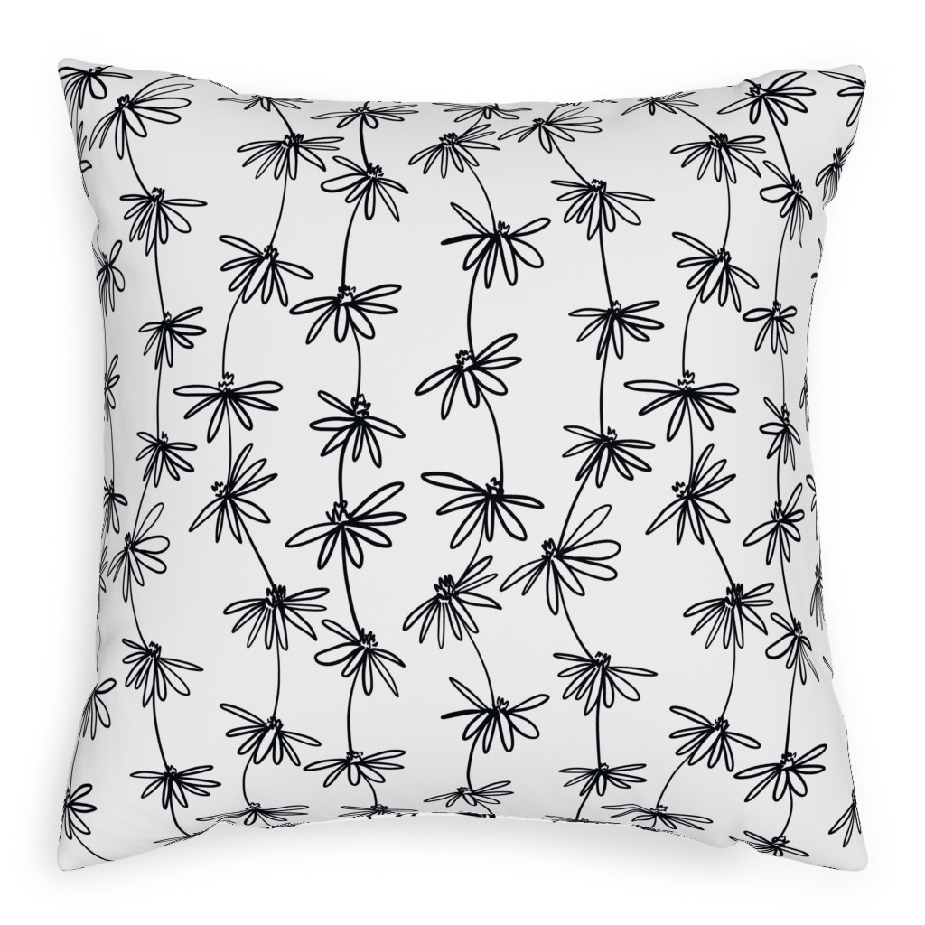 Daisy Chain - Black and White Pillow, Woven, Beige, 20x20, Single Sided, White