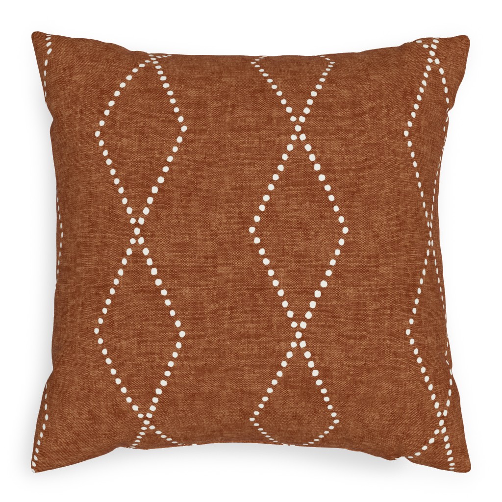 Geometric Diamond - Ginger Pillow, Woven, Beige, 20x20, Single Sided, Brown