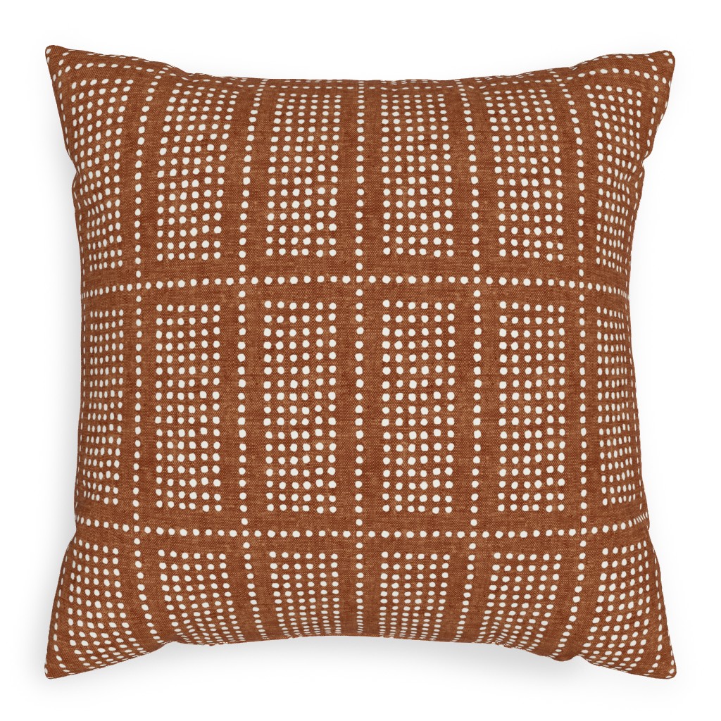 Dotty Boho Geometric - Ginger Pillow, Woven, Beige, 20x20, Single Sided, Orange