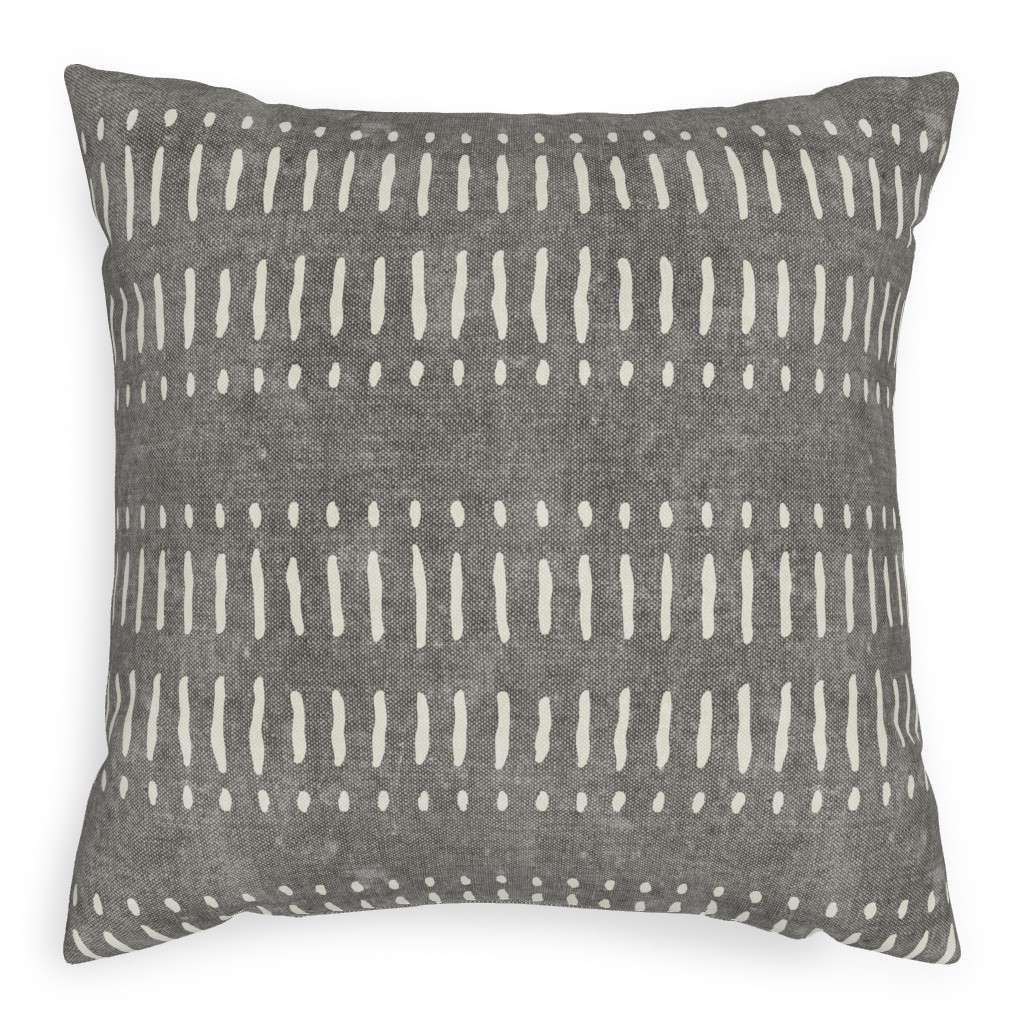 Dash Dot Stripes Pillow, Woven, Beige, 20x20, Single Sided, Gray