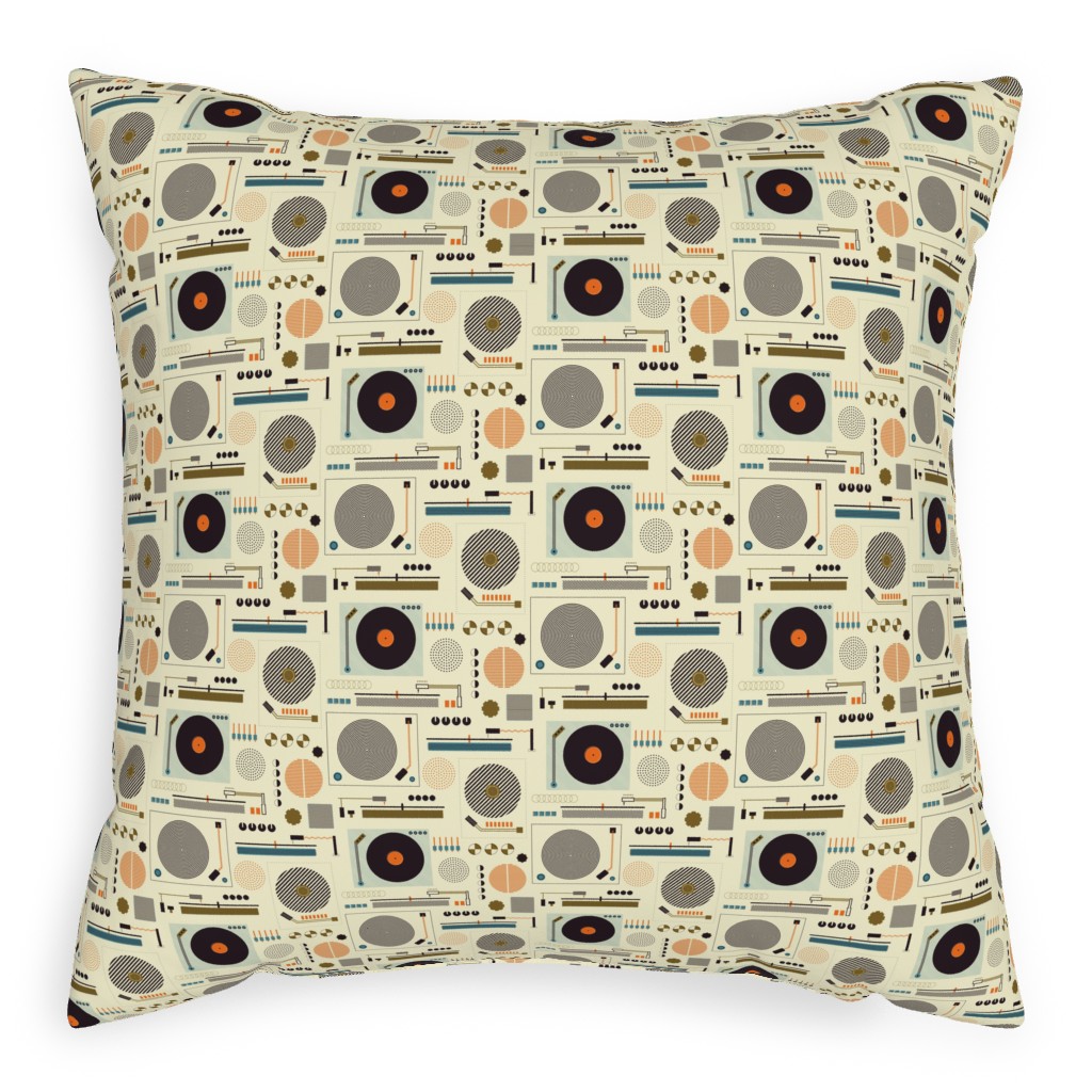 Bauhaus Records - Multicolor Pillow, Woven, Beige, 20x20, Single Sided, Multicolor