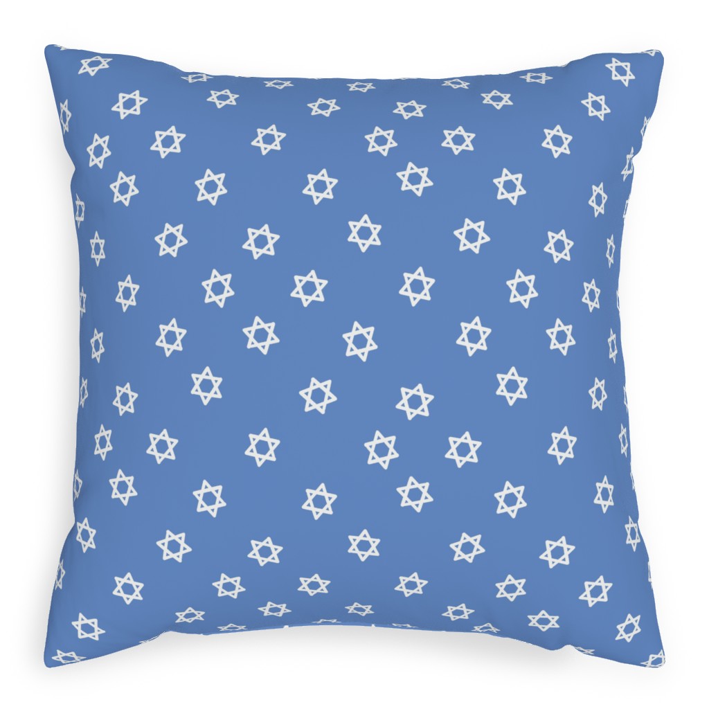 Star of David - White & Blue Pillow, Woven, Beige, 20x20, Single Sided, Blue, True Blue