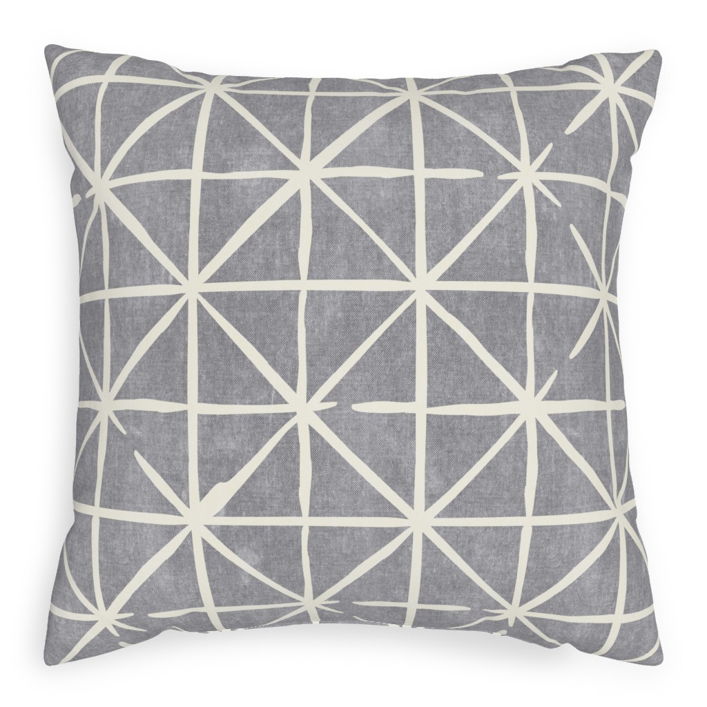 Geometric Triangles - Distressed - Grey Pillow, Woven, Beige, 20x20, Single Sided, Gray