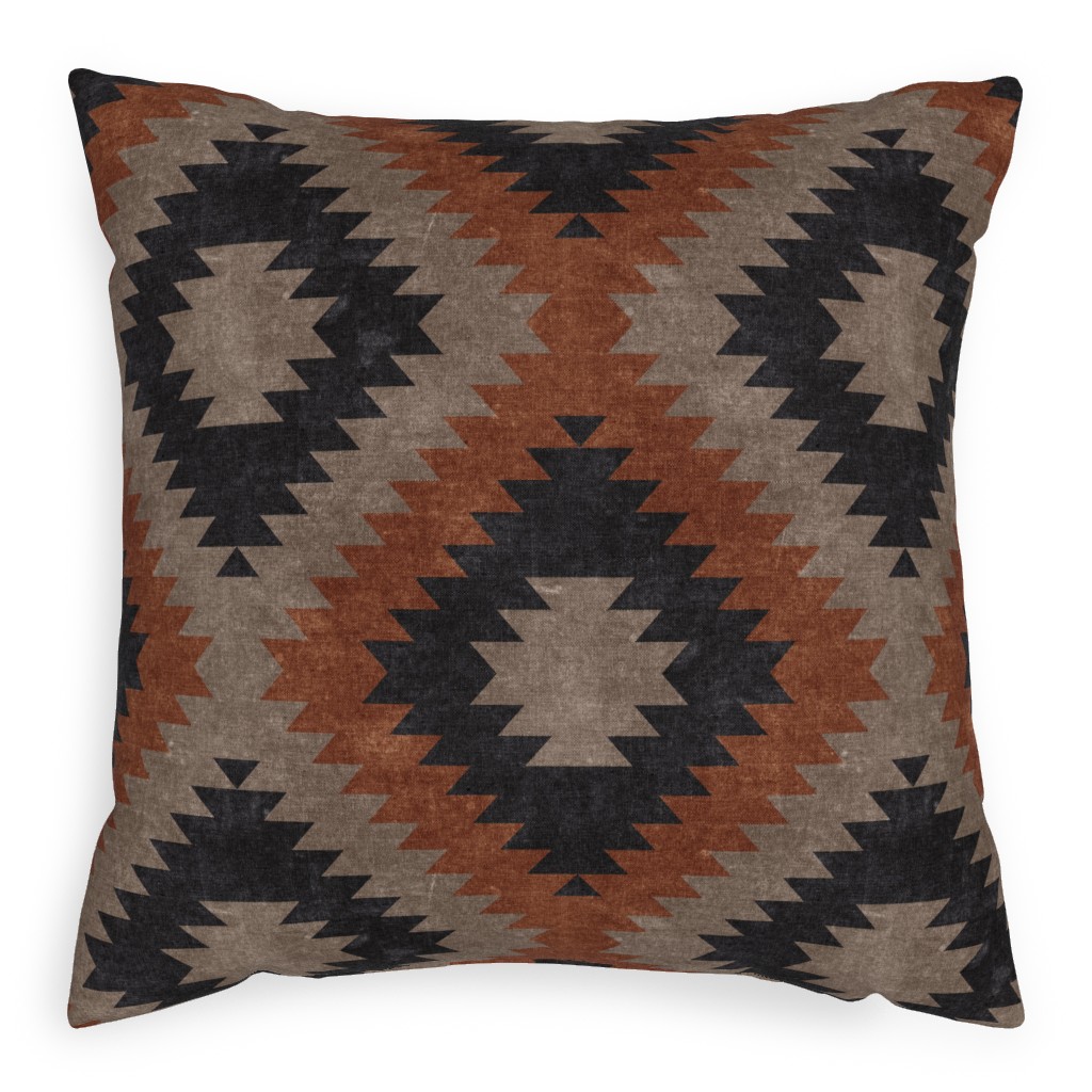 Tribal Southwest Boho Pillow, Woven, Beige, 20x20, Single Sided, Brown, Taupe