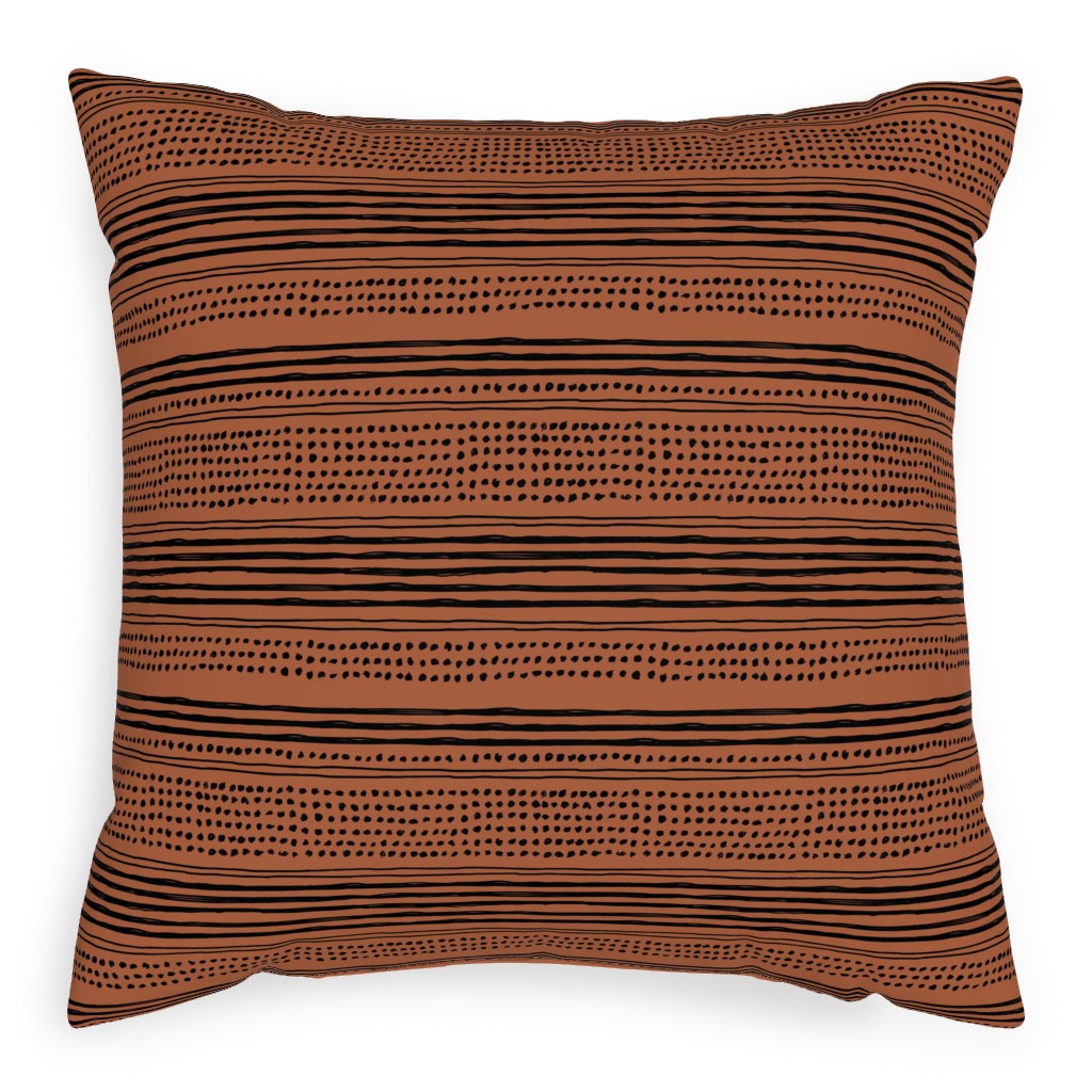 Minimal Mudcloth Pillow, Woven, Beige, 20x20, Single Sided, Red, Earth