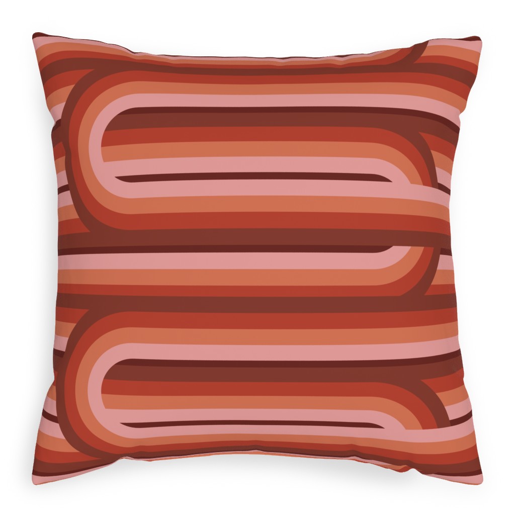 Retro Road - Mauve Multi Pillow, Woven, Beige, 20x20, Single Sided, Red