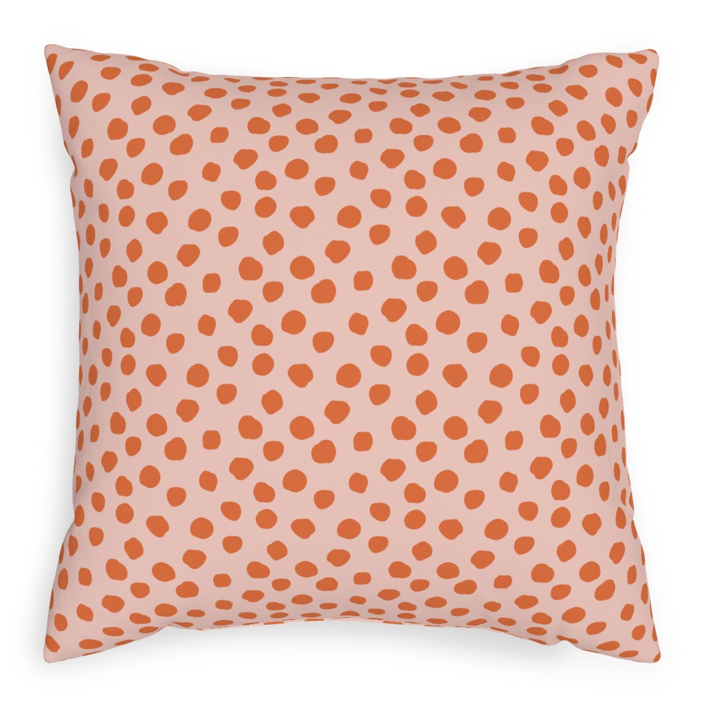 Dotty - Pink and Orange Pillow, Woven, Beige, 20x20, Single Sided, Pink