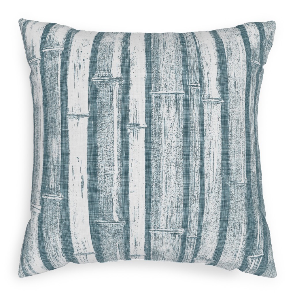 Bamboo - Grey Pillow, Woven, Beige, 20x20, Single Sided, Blue