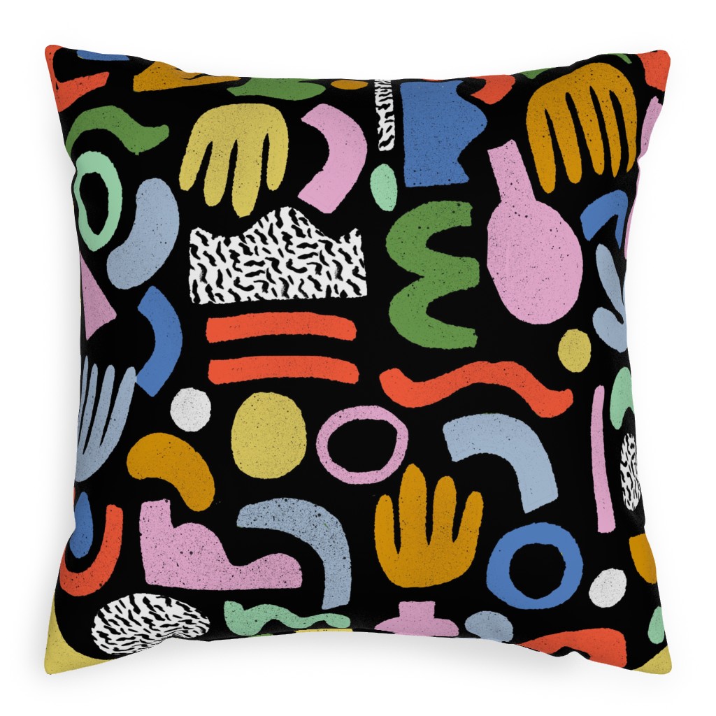 Happy Blocks Pillow, Woven, Beige, 20x20, Single Sided, Multicolor