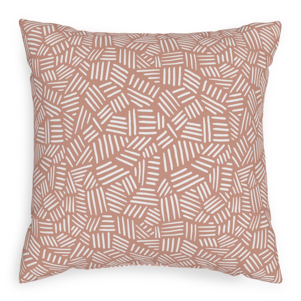Dashes - Pink Pillow, Woven, Beige, 20x20, Single Sided, Pink
