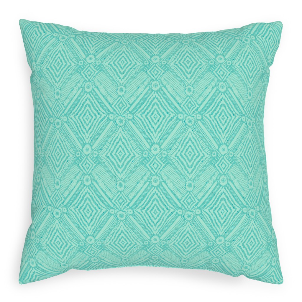 Textural Diamonds - Blue Pillow, Woven, Beige, 20x20, Single Sided, Blue