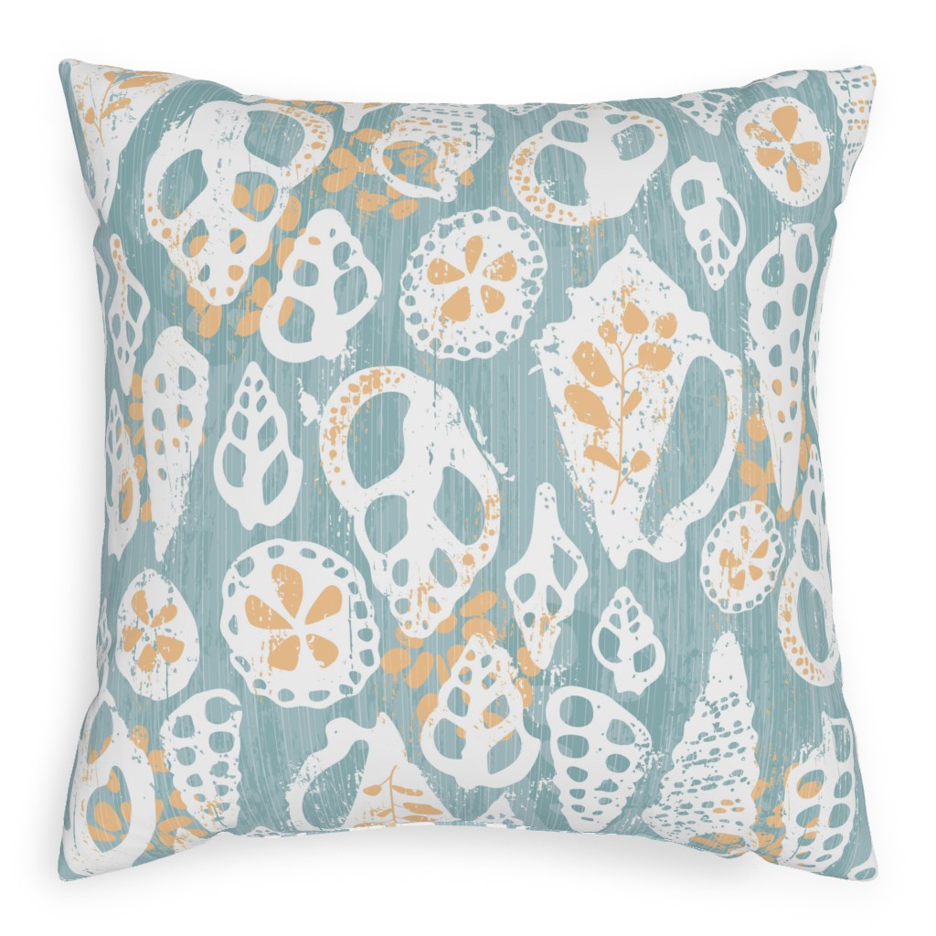Beach Sunrise - Blue Pillow, Woven, Beige, 20x20, Single Sided, Blue