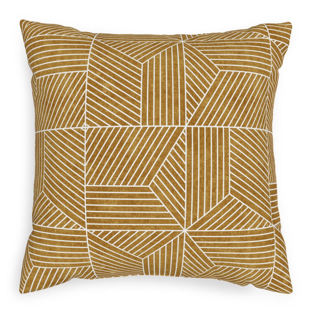 Bohemian Geometric Tiles - Mustard Pillow, Woven, Beige, 20x20, Single Sided, Yellow, Classic Yellow