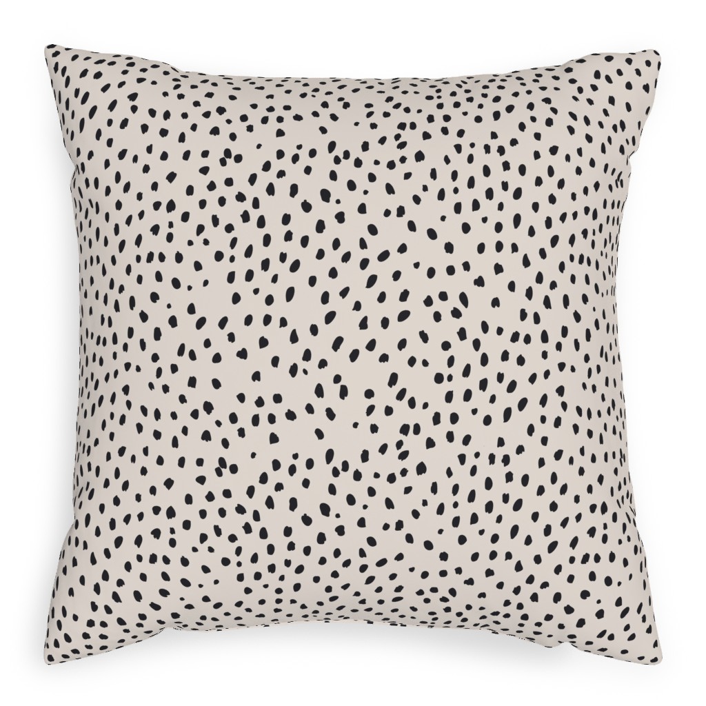 Black Marks - Creamy Beige Pillow, Woven, Beige, 20x20, Single Sided, Beige