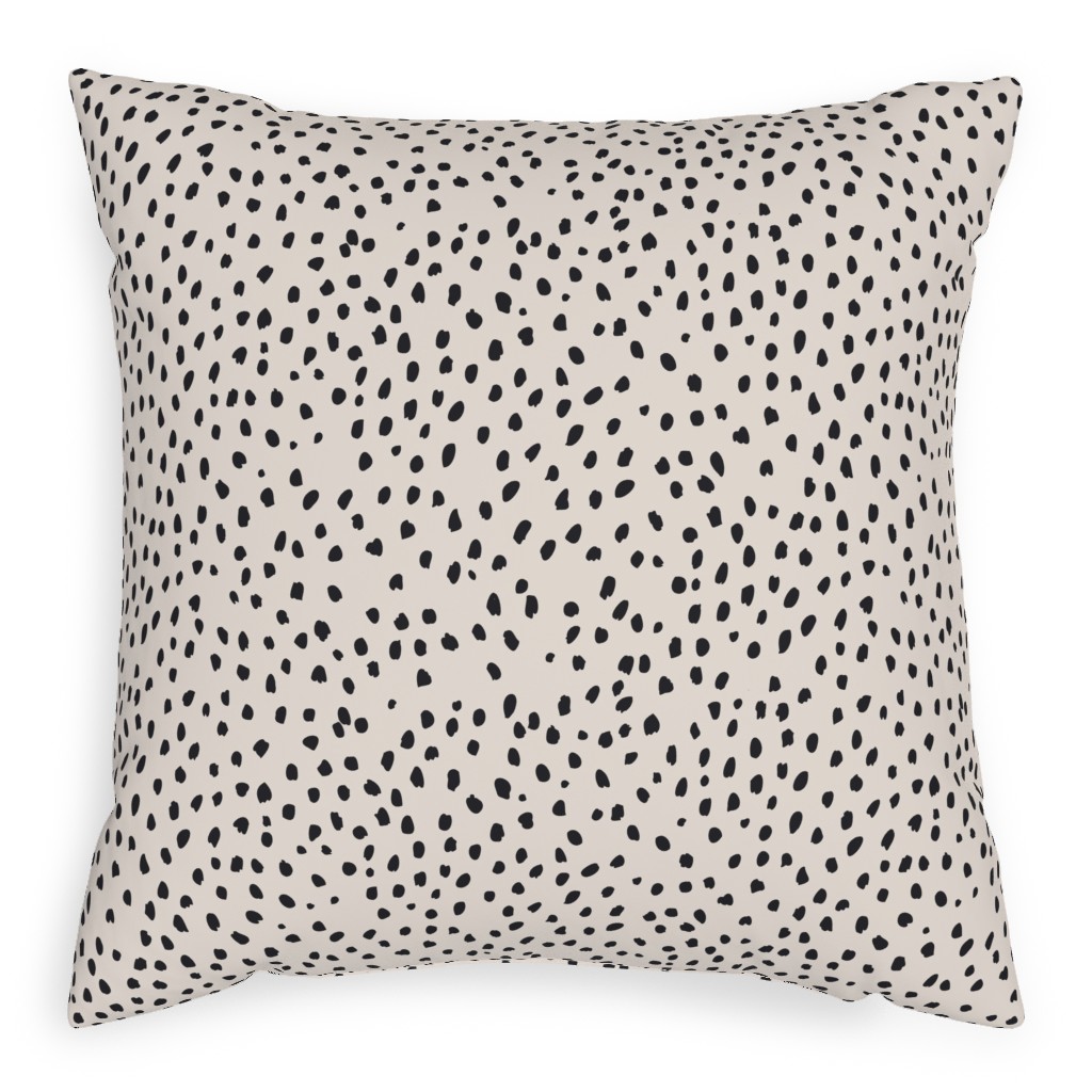 Black Marks - Creamy Beige Pillow, Woven, Beige, 20x20, Single Sided, Beige, Pearl