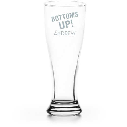 Bottoms Up Pilsner Glass, Glass, Pilsner Glass Single Side, None, White