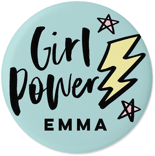 Emoji Girl Power Pins, Large Circle, Blue
