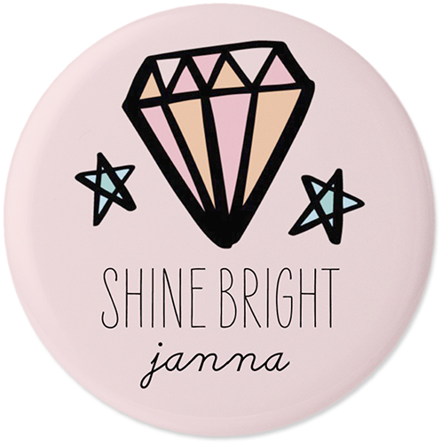 Emoji Shine Bright Pins, Large Circle, Pink, blush