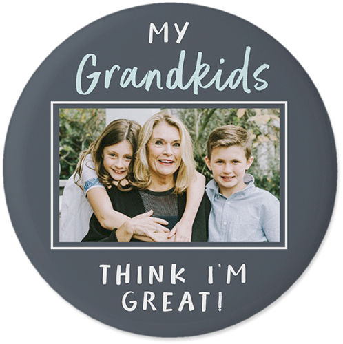 Grandkids Honor Pins, Large Circle, Gray