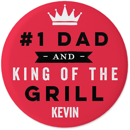 Number One Dad Pins, Large Circle, Red
