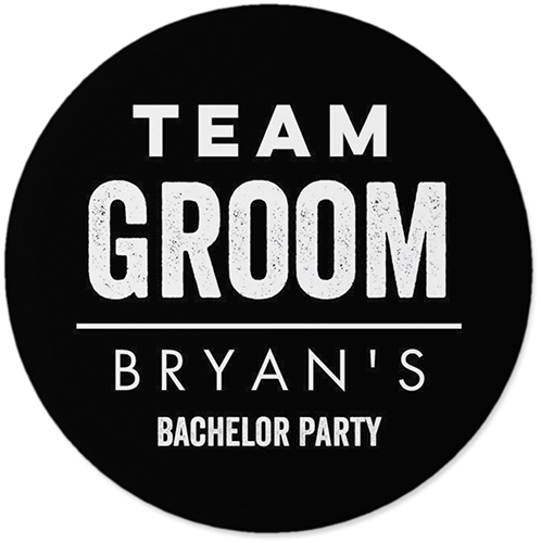 Team Groom Pins, Large Circle, Black