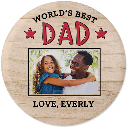 World's Best Dad Pins, Large Circle, Beige