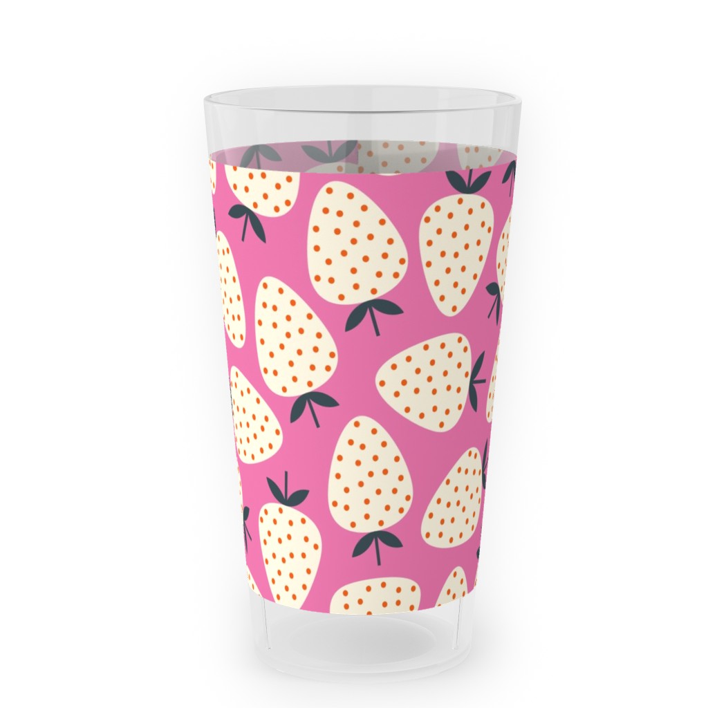 Strawberries - Cream on Pink Outdoor Pint Glass, Pink