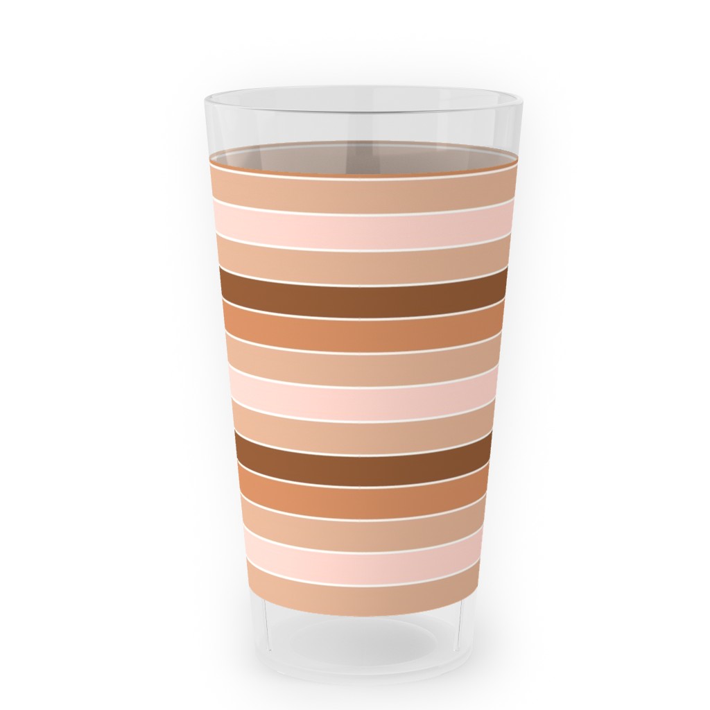 Candy Stripes Horizontal - Pink Outdoor Pint Glass, Pink