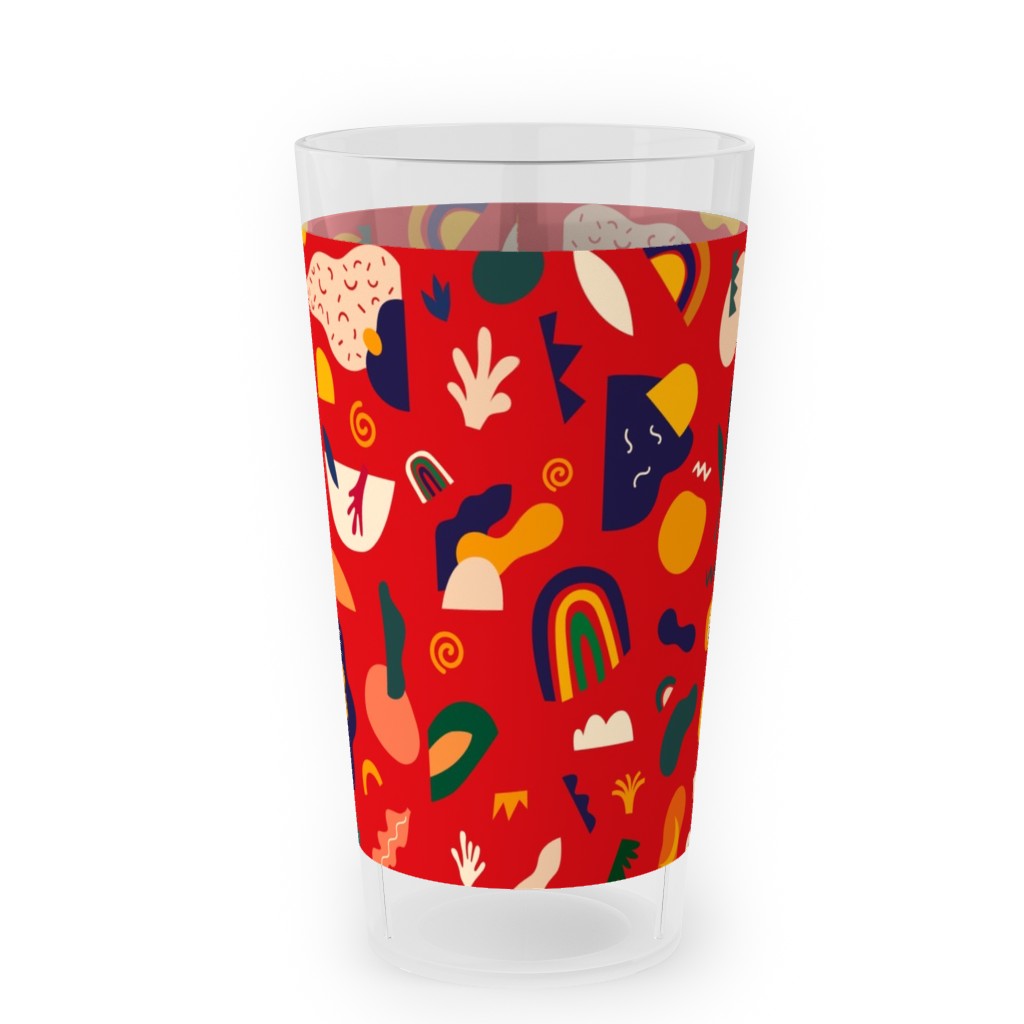 Seamless Pattern - Red Outdoor Pint Glass, Red