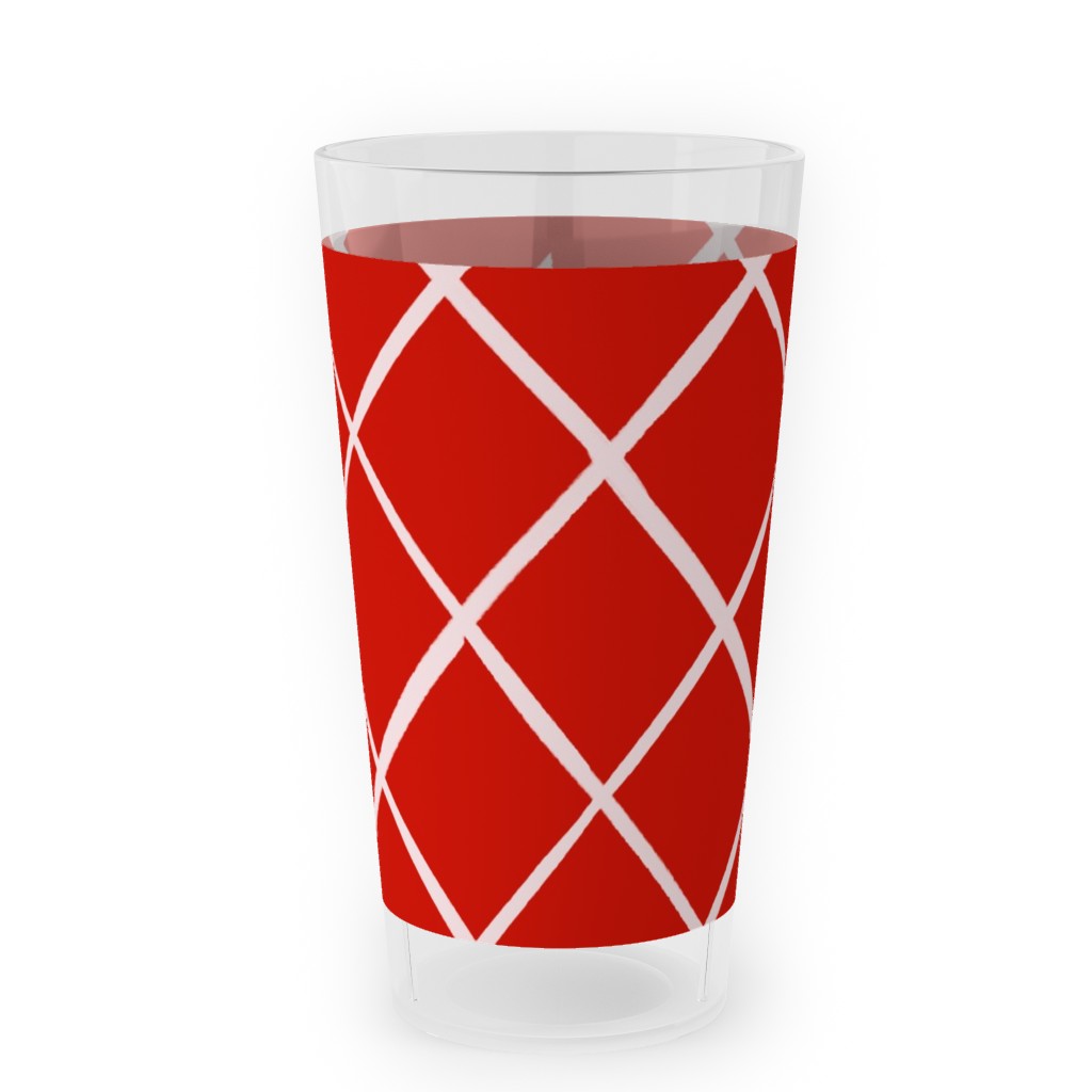 Check on Red Outdoor Pint Glass, Red