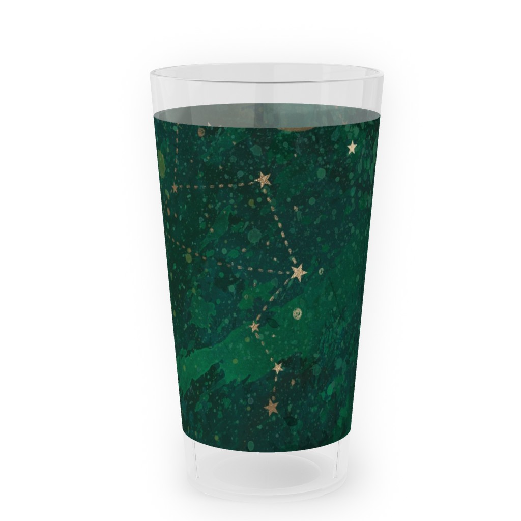 Moon and Stars - Green Outdoor Pint Glass, Green