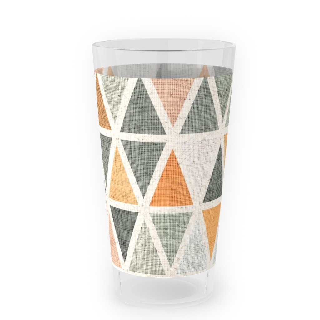 Triangles - Grey and Orange Outdoor Pint Glass, Multicolor