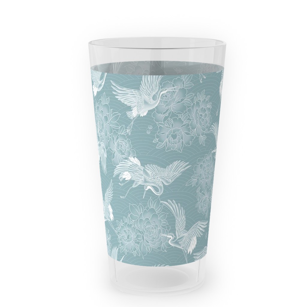 Majestic Cranes - Blue Outdoor Pint Glass, Blue