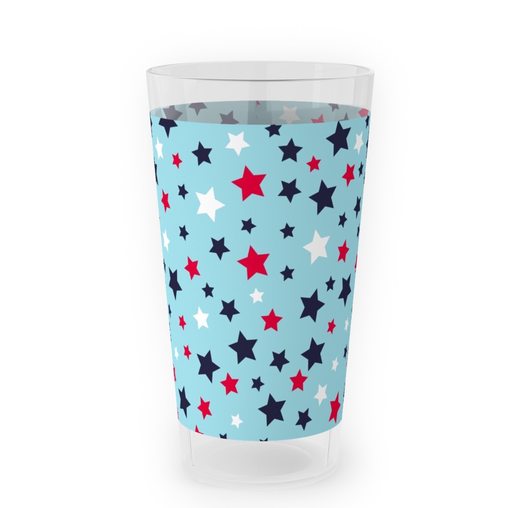 Scattered Stars - Blue Red and White Outdoor Pint Glass, Blue