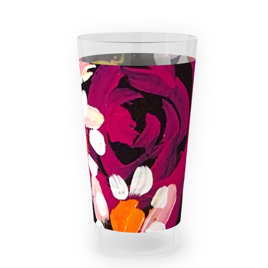 Summer Soiree Floral - Black Outdoor Pint Glass, Multicolor
