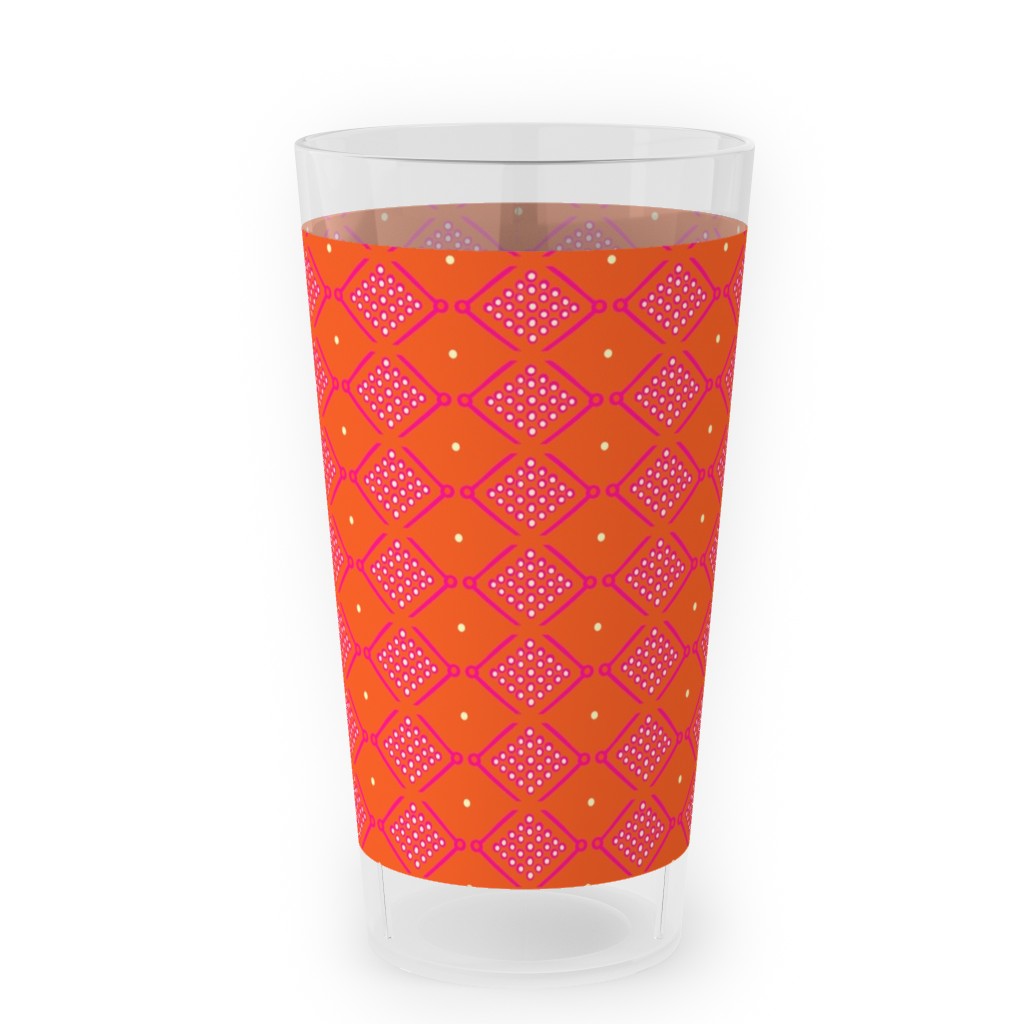 Tribal Geometric - Orange Outdoor Pint Glass, Orange