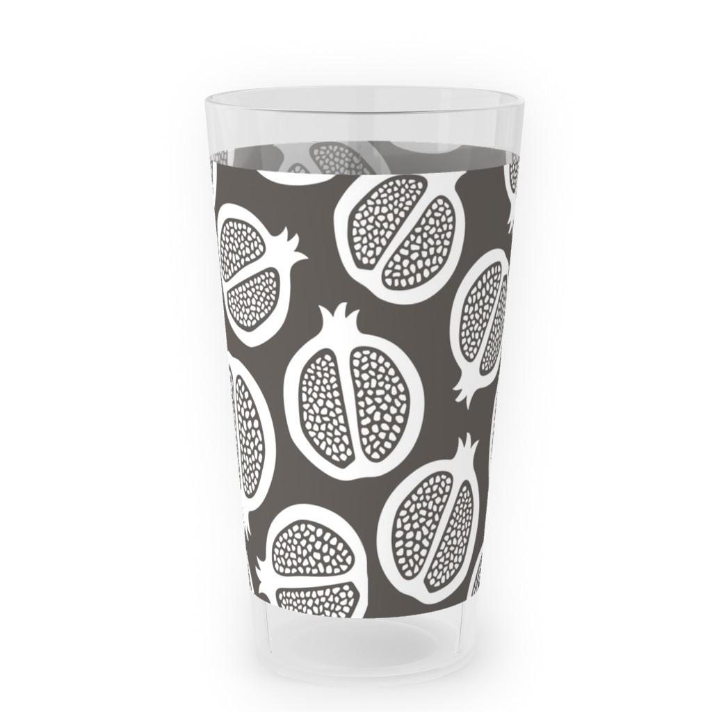Pomegranate - Black & White Outdoor Pint Glass, Gray