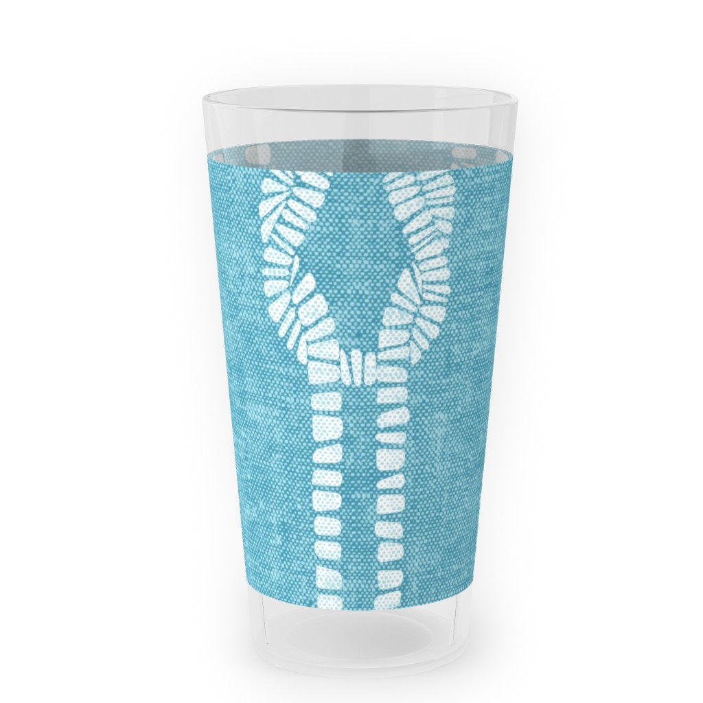 Nautical Coastal Square Rope Knots - Summer Blue Outdoor Pint Glass, Blue