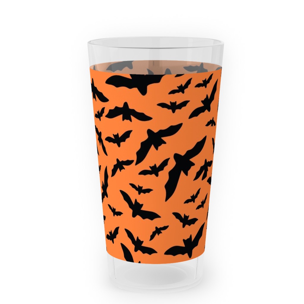 Halloween Black Bats Outdoor Pint Glass, Orange