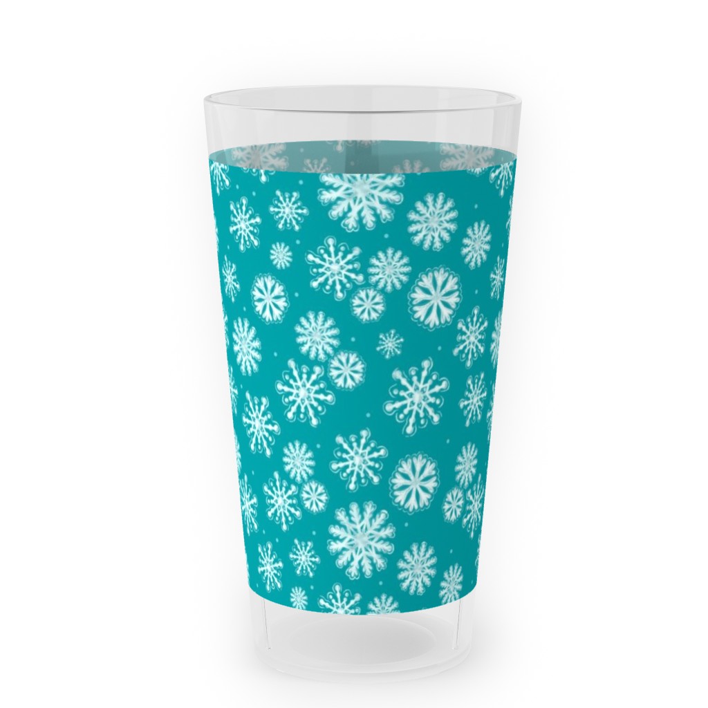 Let It Snow Snowflakes - Blue Outdoor Pint Glass, Blue