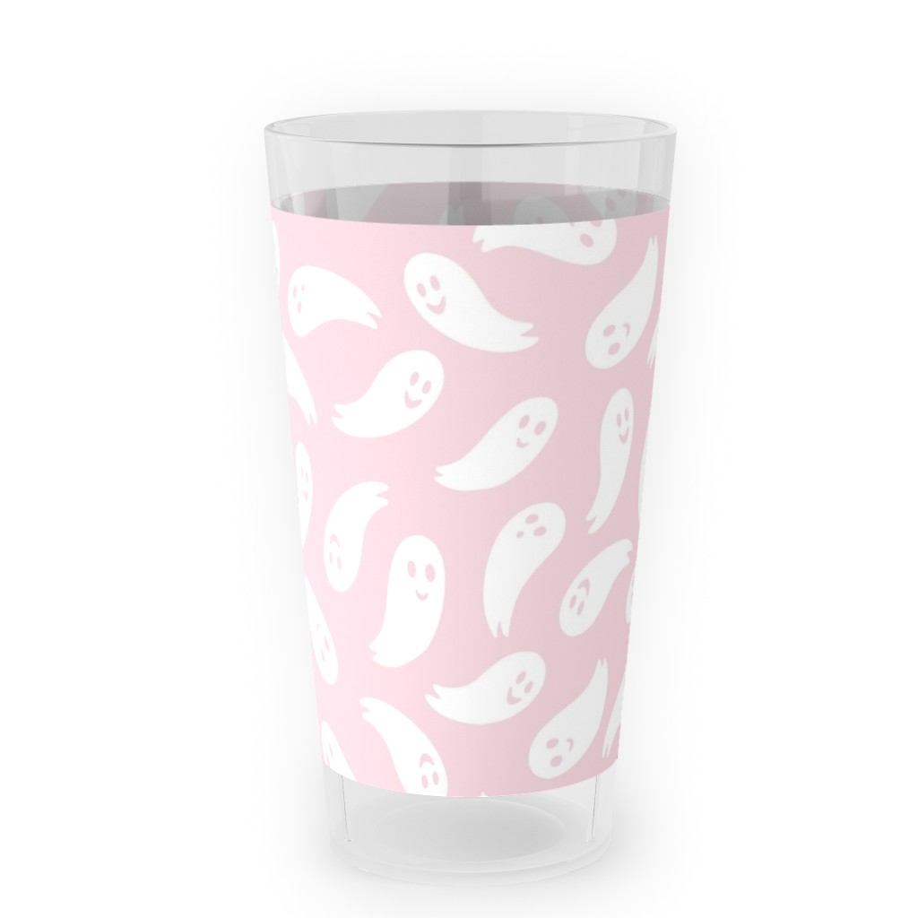 Happy Ghosts - Pink Outdoor Pint Glass, Pink