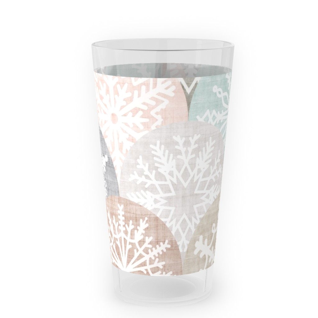 Winter Snowflake Scales - Neutral Outdoor Pint Glass, Beige