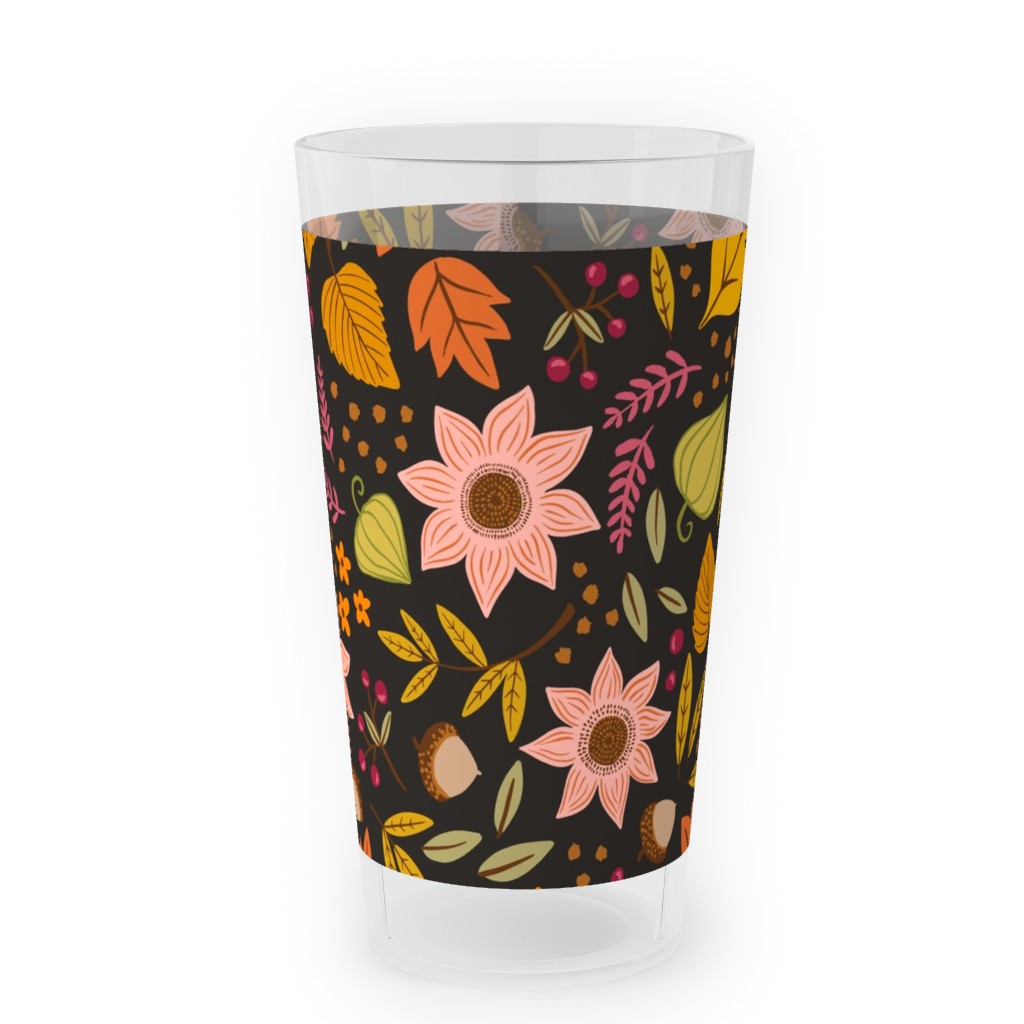 Autumn Floral - Dark Outdoor Pint Glass, Multicolor