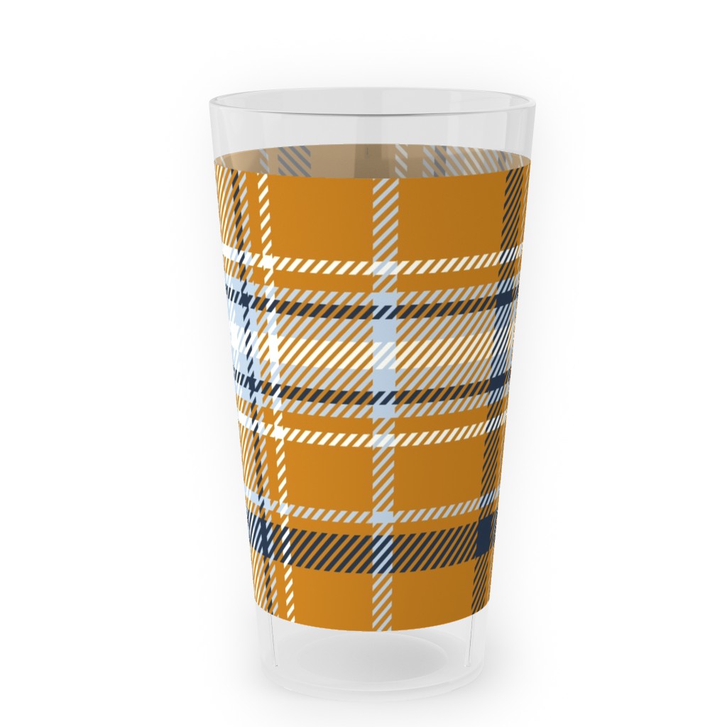 Desert Sun Plaid - Orange Outdoor Pint Glass, Orange